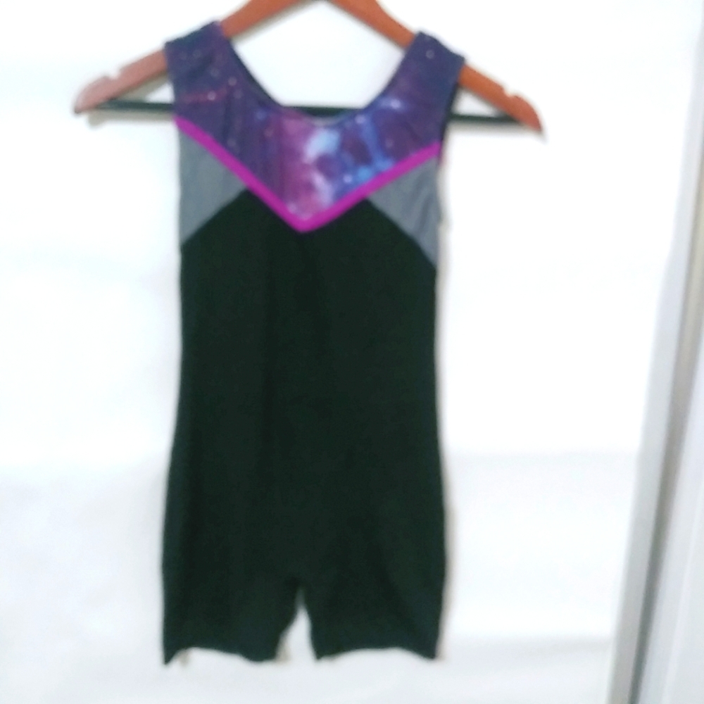 More Than Magic M Black Purple Dance Leotard